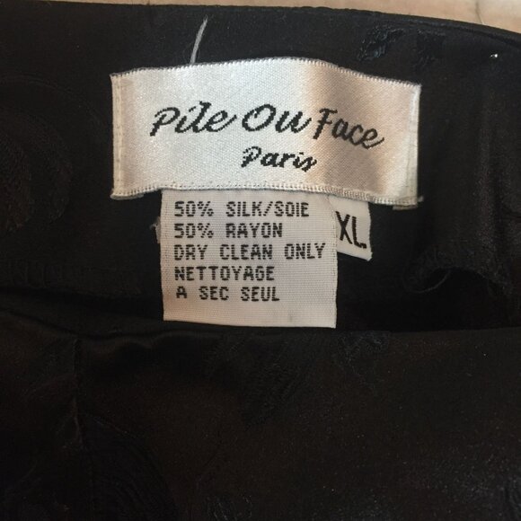 PILE OU FACE Paris Womens Ankle Pants XL (32 X 31) Black Silk Dragonfly Pattern - Picture 3 of 11